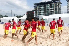 Les joueurs de l'équipe vietnamienne de beach soccer effectueront leur entraînement dans la ville de Dà Nang en vue de la Coupe d'Asie de beach soccer de l'AFC 2025 en Thaïlande. Photo : VFF