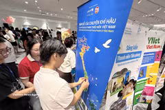 Des jeunes participent avec enthousiasme aux activités proposées aux stands dédiés à la jeunesse lors de la Journée internationale de la jeunesse 2026. Photo : VNA