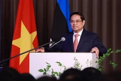 Le Premier ministre Pham Minh Chinh s’exprime lors du Forum des affaires Vietnam-Estonie. Photo : VNA