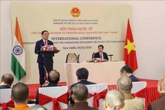 Le membre du Politburo du Parti communiste du Vietnam (PCV), Nguyên Trong Nghia, prend la parole lors de l’événement. Photo : VNA
