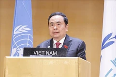 Le président de l’Assemblée nationale du Vietnam, Trân Thanh Mân s’exprime lors du débat général de la 6e Conférence mondiale des présidents de parlement à Genève, en Suisse, le 29 juillet. Photo : VNA