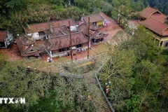 Vue aérienne de la pagode Hoa Yên qui fait partie de l’ensemble de monuments et de paysages de Yên Tu-Vinh Nghiêm-Con Son, Kiêp Bac. Photo: VNA