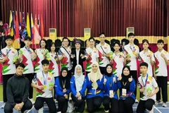 L'équipe vietnamienne de pencak silat. Le Vietnam s’illustre en athlétisme et en pencak silat aux Jeux scolaires de l'ASEAN 2025 à Brunei. Photo : bvhttdl.gov.vn