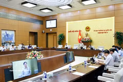 Le vice-président de l’Assemblée nationale, Nguyên Khac Dinh, s’exprime sur le sur le projet de code de procédure pénale (amendé), devant le Comité permanent de l’Assemblée nationale. Photo : VNA 