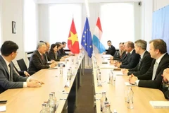 La rencontre entre le vice-Premier ministre permanent Nguyên Hoa Binh et le ministre luxembourgeois des Finances Gilles Roth; le 21 mars. Photo : VNA