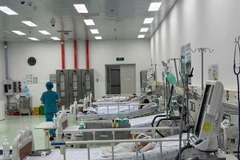 Des enfants sont traités pour la dengue au Service de soins intensifs et antipoison de l’Hôpital pédiatrique n°1. Photo : VNA