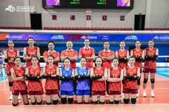 L’équipe nationale féminine de volley-ball des moins de 21 ans (U21) du Vietnam au Championnat de volley-ball Shanghai Future Stars 2025. Photo : thethao247.vn