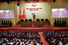 Vue panoramique de la séance d’ouverture du 14e Congrès national du Parti communiste du Vietnam. Photo : VNA
