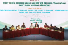 Les intervenants de la table-ronde sur le développement du tourisme agricole et le tourisme communautaire dans une perspective durable. Photo: Département de français - Université de Hanoi