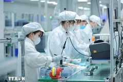 Ouvriers au travail chez Bumjin Electronics Vina Co. Ltd., une entreprise à capitaux 100% sud-coréens. Photo : VNA