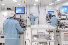 Dans une usine de Dien Quang High Tech Company Limited, dans le parc de haute technologie de Hô Chi Minh-Ville (SHTP). Photo: VNA