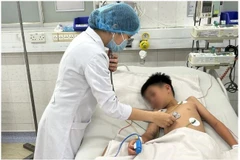 Une médecin traite un enfant atteint de dengue sévère au Service des urgences, soins intensifs de l'Hôpital des maladies tropicales de Hô Chi Minh-Ville. Photo : VNA