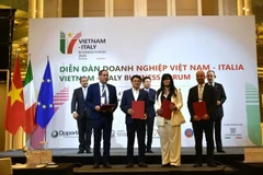 Lors du Forum des affaires Vietnam-Italie, plus de dix protocoles d’accord ont été signés dans des secteurs stratégiques tels que l’innovation et l’industrie 4.0, les énergies renouvelables et les infrastructures, ainsi que la coopération financière et touristique. Photo : VNA
