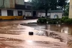 Un gros orage accompagné de foudre a frappé une cuve de stockage de mélasse dans une sucrerie, provoquant le déversement d'environ 2 000 tonnes de mélasse. Photo : VNA