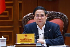 Le Premier ministre Pham Minh Chinh lors de la conférence de la permance du Comité du Parti du gouvernement, à Hanoi, le 9 mars. Photo: VNA