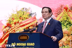 Le Premier ministre Pham Minh Chinh s’exprime lors du congrès d’émulation patriotique du ministère des Affaires étrangères pour la période 2025-2030. Photo : VNA