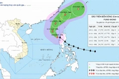 Trajectoire et intensité du typhon Fung-wong lundi matin 10 novembre. Photo : Centre national de prévision hydrométéorologique