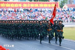 Lors du défilé militaire marquant le 70e anniversaire de la Victoire de Dien Bien Phu. Photo : VNA 