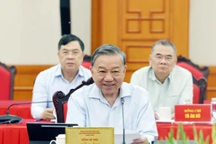 Le secrétaire général du Parti communiste du Vietnam, Tô Lâm lors de la séance de travail avec Comité permanent du Comité du Parti de la Sécurité publique. Photo: VNA