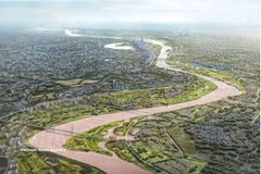 La cérémonie de mise en chantier du projet de construction de l’avenue paysagère du fleuve Rouge, dans le quartier de Phu Thuong, à Hanoi, le 19 décembre 2025. Photo : VNA