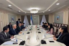 La vice-ministre vietnamienne des Affaires étrangères, Lê Thi Thu Hang rend une visite de courtoisie au premier vice-président du Sénat ouzbek S. Safoev. Photo: MoFA