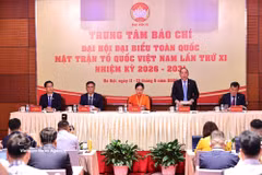 Vue de la conférence de presse annonçant les résultats du 11e Congrès national du Front de la Patrie du Vietnam (FPV). Photo : VNA