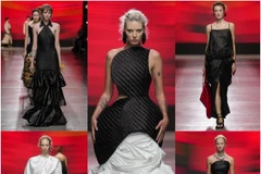 Le créateur Phan Dang Hoàng présente sa nouvelle collection "Lacquer" à la Fashion Week de Milan printemps-été 2026. Photo : tienphong.vn