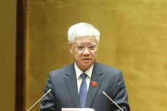 Le membre du Politburo, membre du Comité central du Parti et président du Comité central du Front de la Patrie du Vietnam, Dô Van Chiên, devant l’Assemblée nationale, le 20 octobre. Photo : VNA