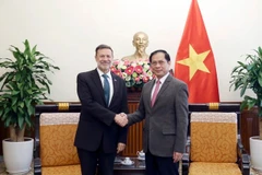 Le vice-Premier ministre et ministre des Affaires étrangères Bui Thanh Son (à droiteà) serre la main de l’ambassadeur d’Australie au Vietnam, Andrew Goledzinowski, à Hanoi, le 24 décembre. Photo: VNA