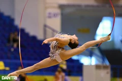 La gymnaste vietnamienne Nguyên Hà My en compétition aux SEA Games 31. Photo : dantri.com.vn