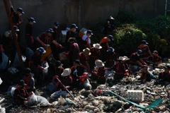 Les membres de Sài Gòn Xanh traitent des déchets dans le canal. Photo: CVN