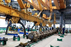 L'usine de fabrication de pieux en béton de la SARL Vietnam GS Industry (VGSI) dans le parc industriel intensif de Phu My 3, à Hô Chi Minh-Ville. Photo : VNA