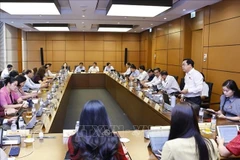Les députés de Cao Bang, Tuyên Quang et Dà Nang lors du débat en groupe, le 22 octobre. Photo: VNA