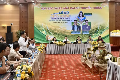 Conférence de presse sur le premier festival du durian de Dak Lak. Photo: VNA