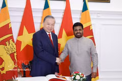 Le secrétaire général du Parti communiste du Vietnam et président de la République, Tô Lâm, (gauche) et le président sri-lankais Anura Kumara Dissanayake. Photo : VNA