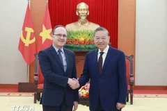 Le secrétaire général du Parti To Lam (droite) reçoit l'ambassadeur de la Russie au Vietnam, Gennady Bezdetko. Photo : VNA