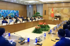 Le vice-président de l’Assemblée nationale du Vietnam, Nguyen Hong Dien, reçoit la délégation du Conseil mondial de l’énergie éolienne. Photo: VNA