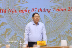 Le vice-Premier ministre permanent Pham Gia Tuc s'exprime lors de la conférence. Photo: VNA