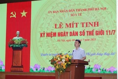 Le directeur de l’Autorité de la population du Vietnam, Lê Thanh Dung, s'exprime au Meeting. Photo: VNA
