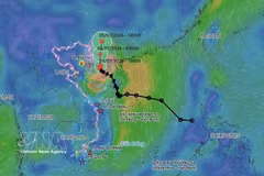 Trajectoire de la tempête Maysak à 14h le 4 juillet. Photo : VNA