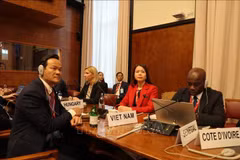 La vice-ministre des Affaires étrangères du Vietnam, Nguyên Minh Hang, participe au débat général de la CNUCED16. Photo: VNA