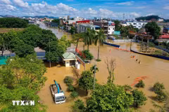 La zone centrale de la province de Thai Nguyen est fortement inondée. Photo : VNA