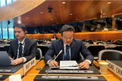 L'ambassadeur Mai Phan Dung, chef de la délégation du Vietnam à Genève, s'exprime lors du premier examen de la politique et des pratiques commerciales du Royaume-Uni. Photo: VNA