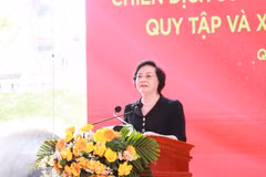 La vice-Première ministre Pham Thi Thanh Tra s'exprime lors de la cérémonie. Photo: VNA