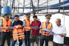 Campagne de sensibilisation contre la pêche illicite, non déclarée et non réglementée (INN) destinée aux armateurs et aux propriétaires de navires de pêche hauturière au port de pêche d'An Hoa, à Da Nang. Photo : VNA