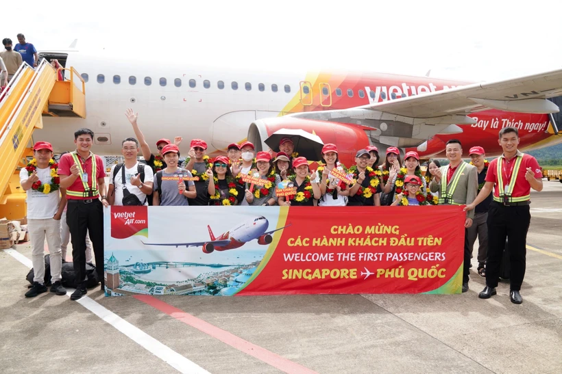 La nouvelle liaison Singapour-Phu Quoc porte à 78 le nombre total de vols hebdomadaires de Vietjet entre le Vietnam et Singapour. (Photo : Vietjet)