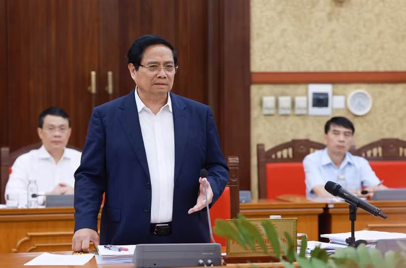Le Premier ministre Pham Minh Chinh ló de la réunion. Photo : VNA