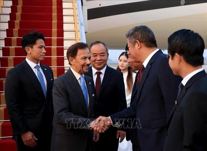 Le sultan de Brunei, Haji Hassanal Bolkiah, est arrivé à Hanoï le 30 novembre après-midi, entamant une visite d'État de trois jours au Vietnam. Photo : VNA