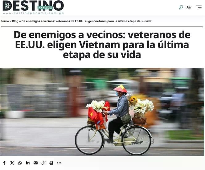 L'article de Destino a Panama sur les vétérans américains qui ont choisi le Vietnam comme destination de retraite. (Photo : VNA)