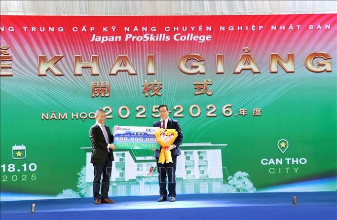 Le Collège japonais de compétences professionnelles (JPC) a officiellement inauguré sa première année universitaire, le 18 octobre, dans la ville de Can Tho. Photo : VNA